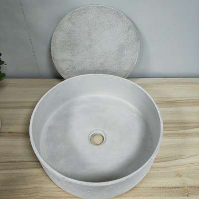 Eco-friendly Hotel Supply Round Natural Concrete Bathroom Wash Basin