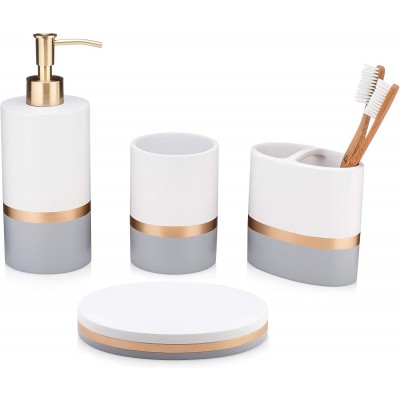 2020 Amazon Hot Selling Resin Bathroom Set soap dish dispenser tooth brush holder tumbler